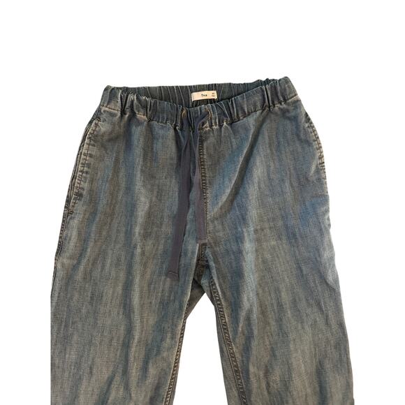 Women XS Aritzia Tna Denim Jean Elastic Drawstring Waist Pants Wide Leg Relaxed - Picture 2 of 6